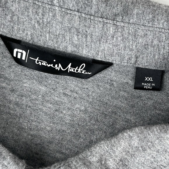 TRAVIS MATHEW Polo Shirt Men 2XL Gray Cotton Modal Stretch Golf Performance Logo - Picture 3 of 11